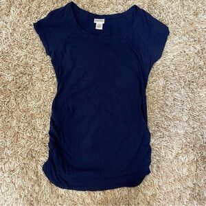 Motherhood maternity navy blue size small tshirt ruched
